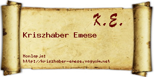 Kriszhaber Emese névjegykártya